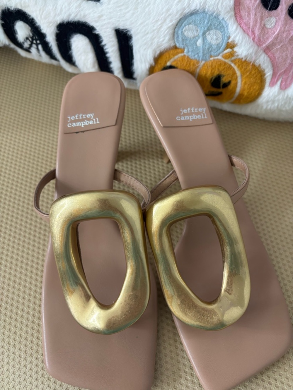 Jeffrey Campbell Nude Sandals with Gold Accent - Picture 2 of 6